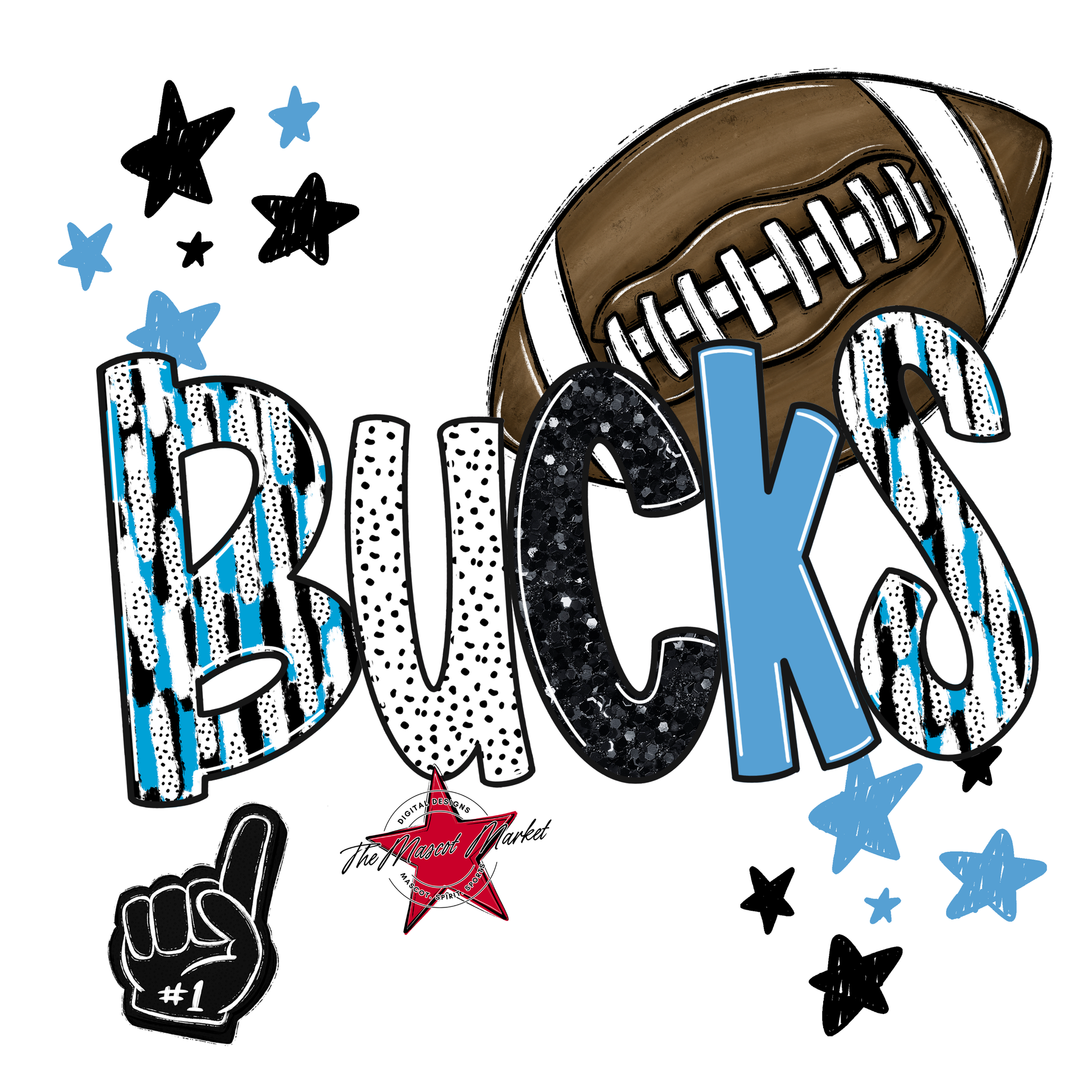 Bucks Football Scrape-Carolina Blue