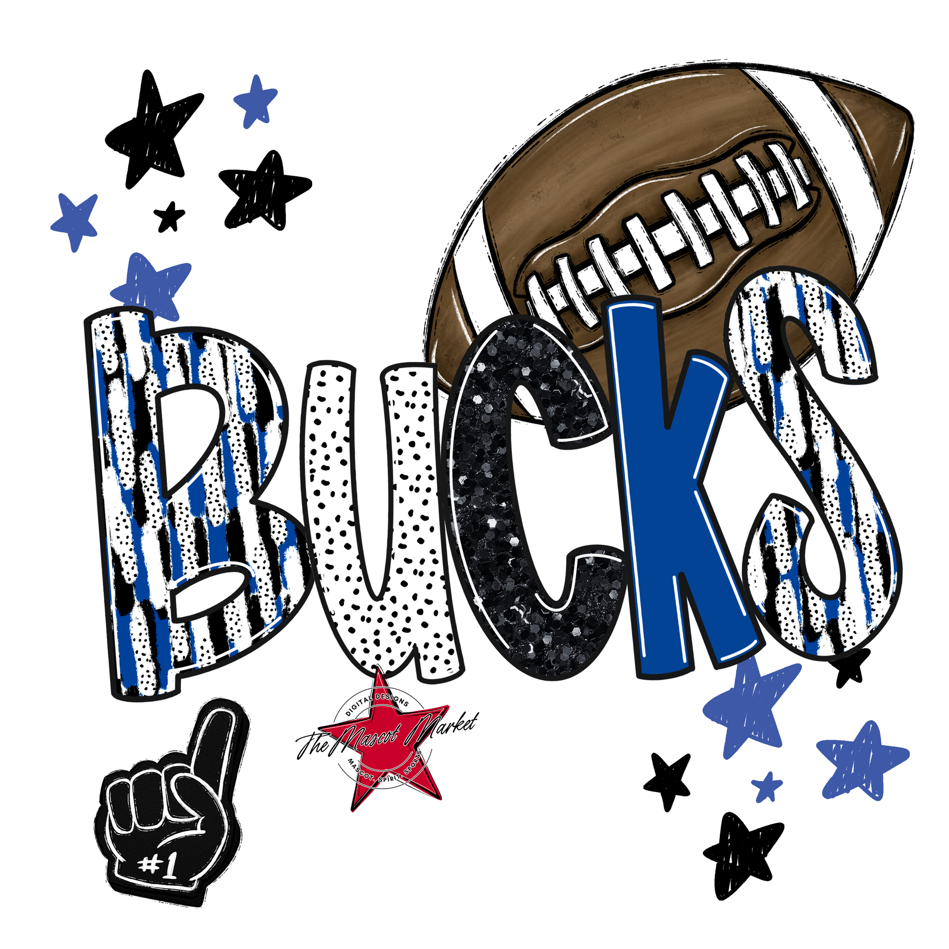 Bucks Football Scrape-Off Blue