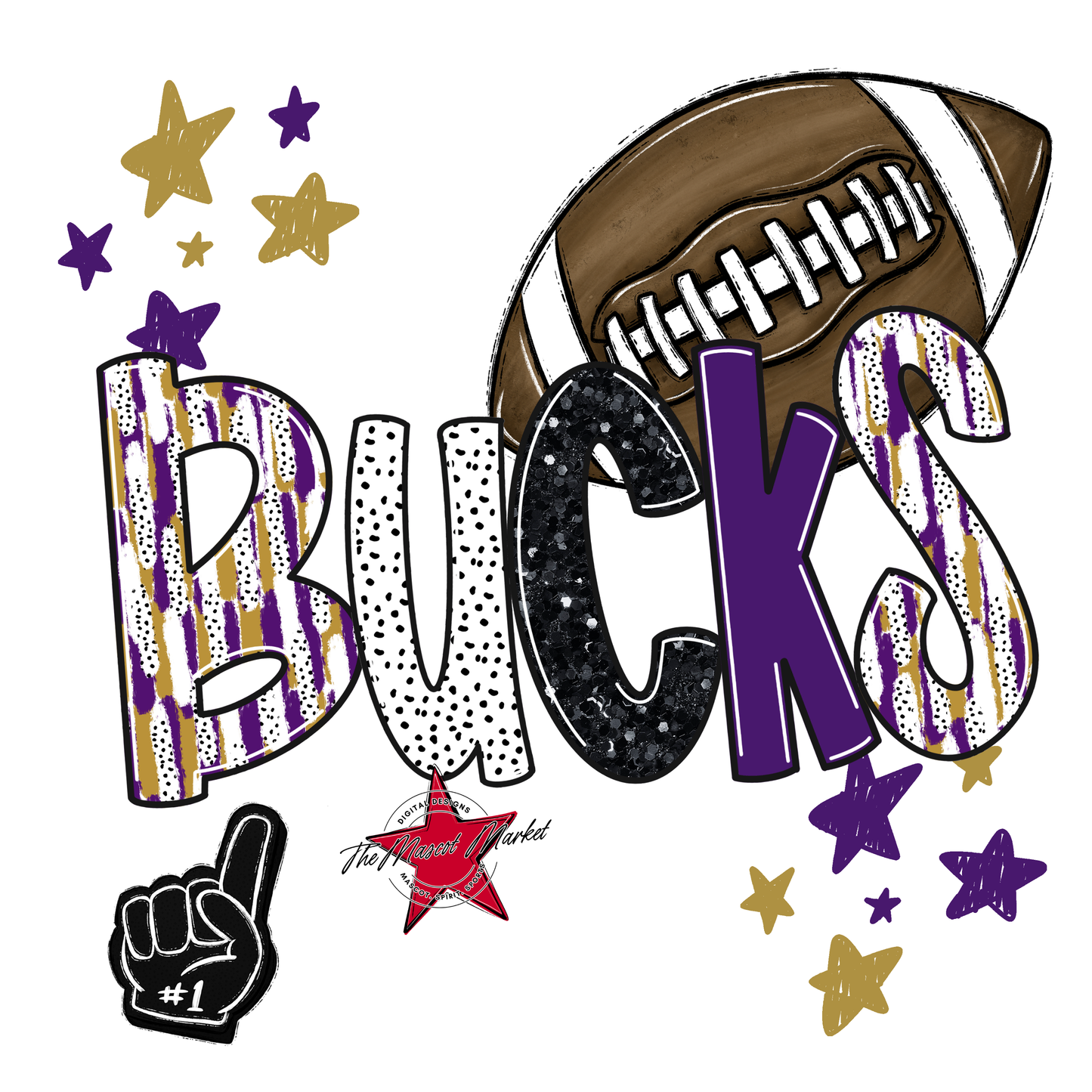 Bucks Football Scrape-Purple-Gold