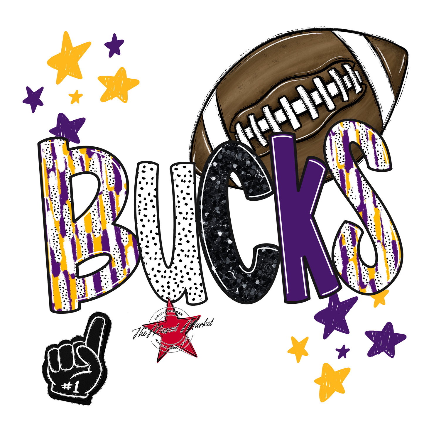Bucks Football Scrape-Purple-Yellow