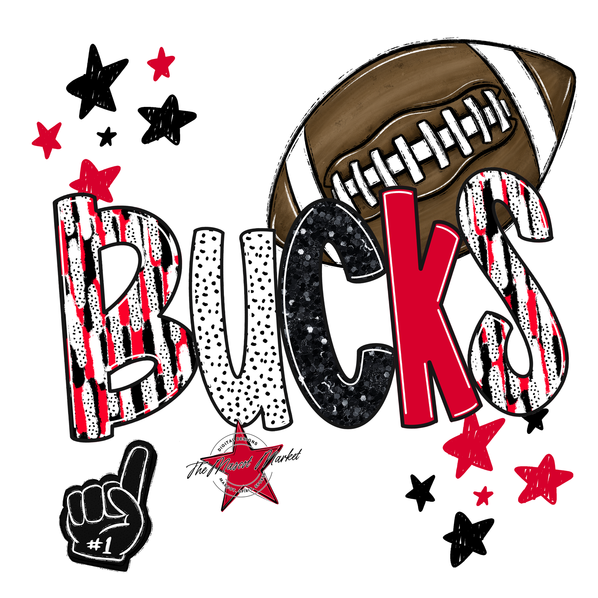 Bucks Football Scrape-Red