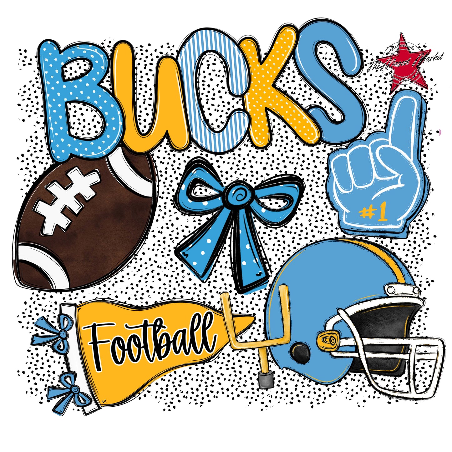 Bucks Football Spirit-Carolina Blue & Yellow