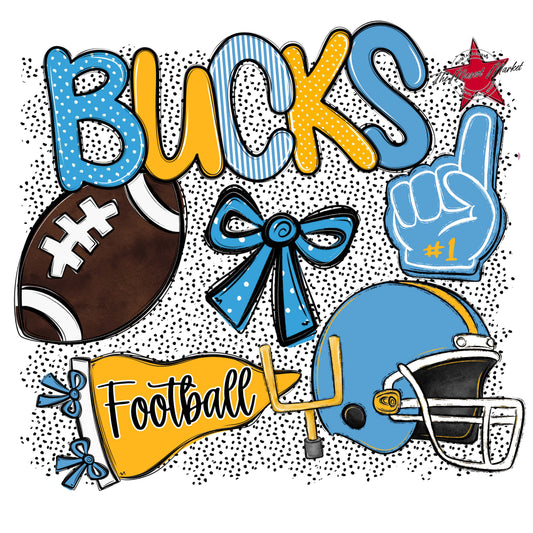 Bucks Football Spirit-Carolina Blue & Yellow