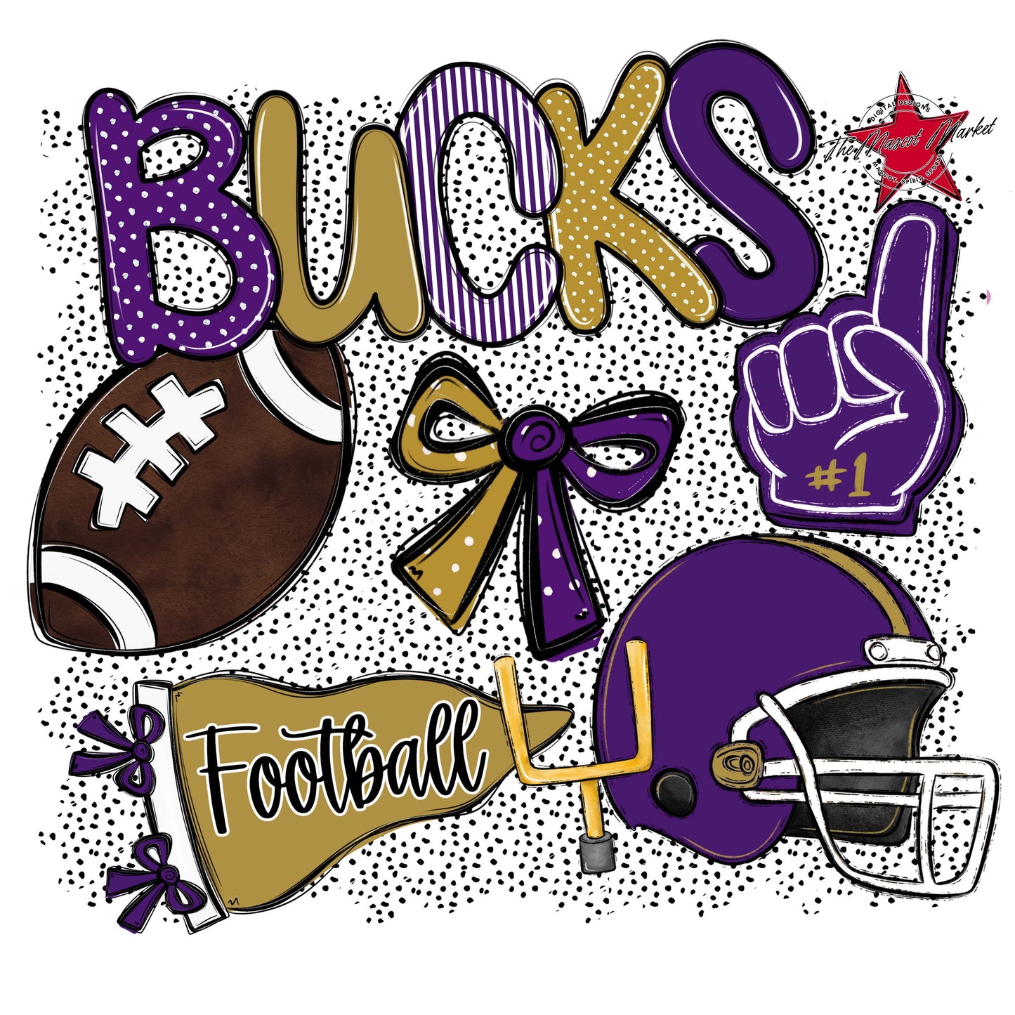 Bucks Football Spirit-Purple & Gold