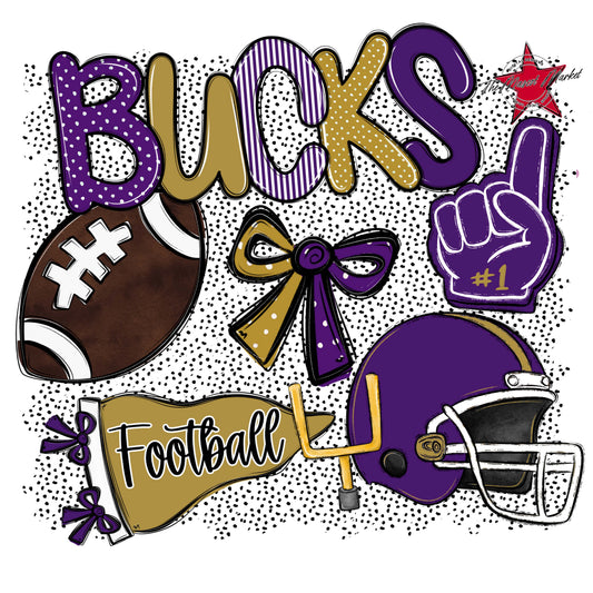 Bucks Football Spirit-Purple & Gold