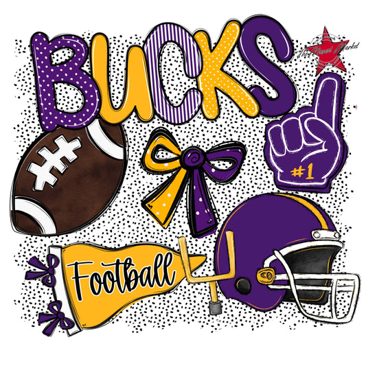 Bucks Football Spirit-Purple & Yellow