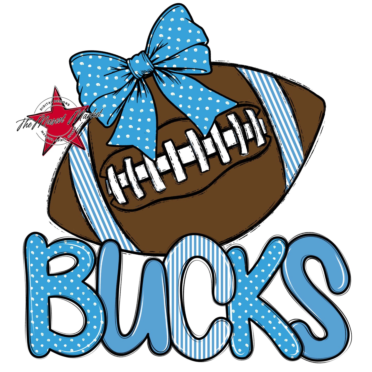 Bucks Football Spirit Design-Carolina Blue