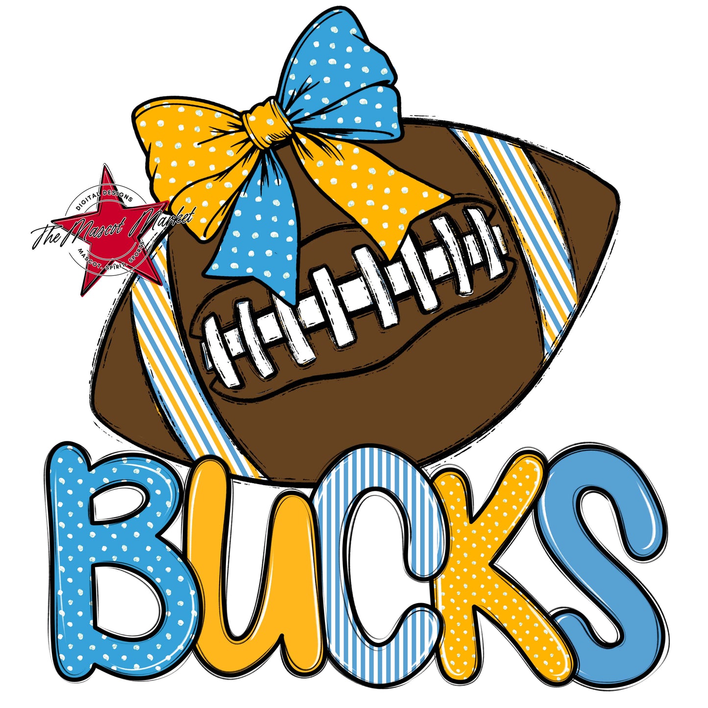 Bucks Football Spirit Design-Carolina Blue & Yellow