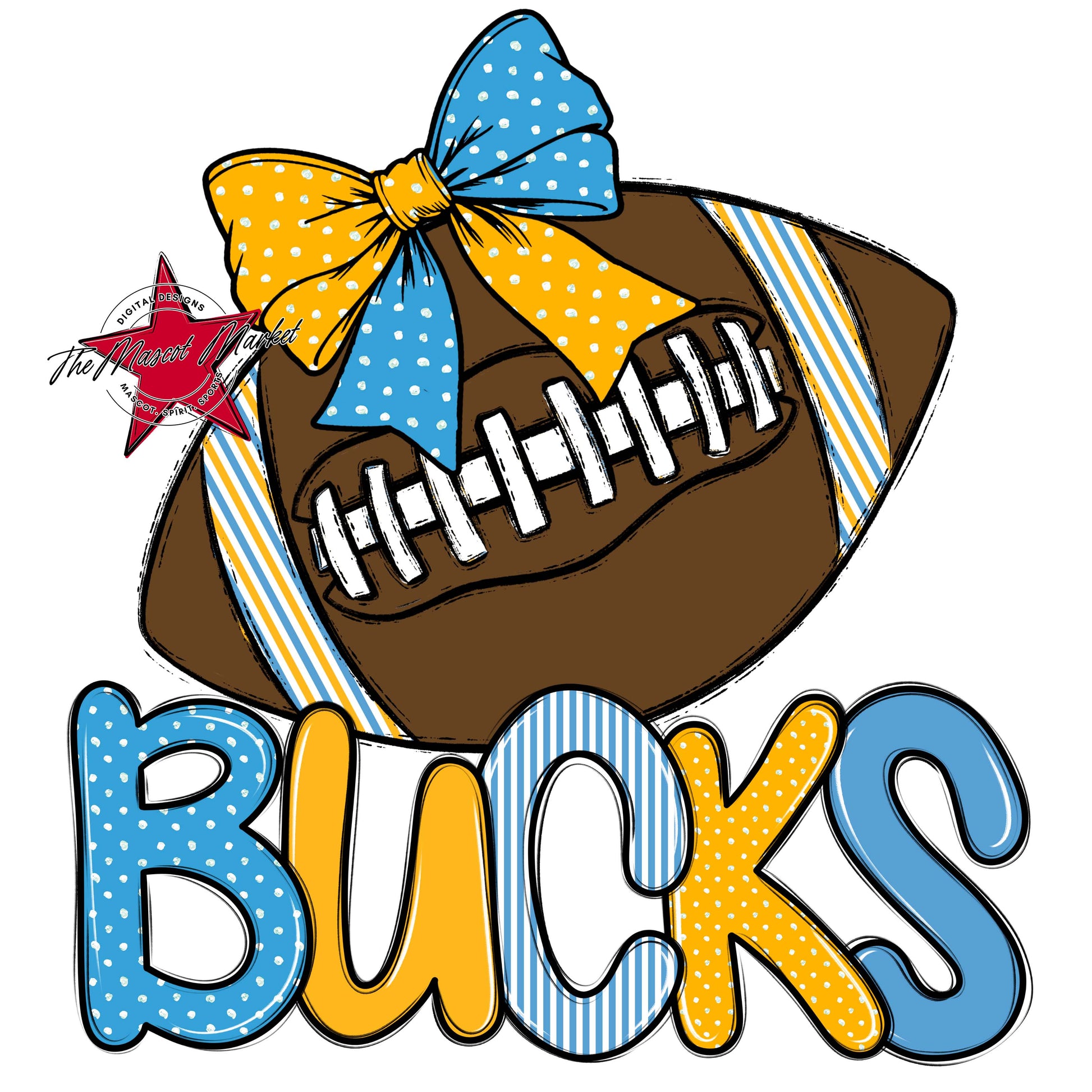 Bucks Football Spirit Design-Carolina Blue & Yellow