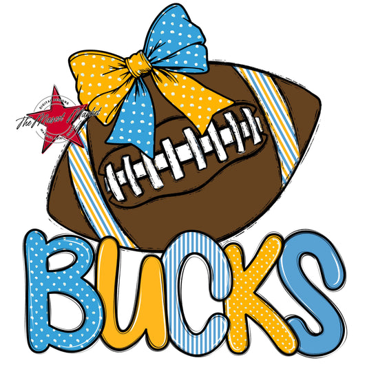 Bucks Football Spirit Design-Carolina Blue & Yellow