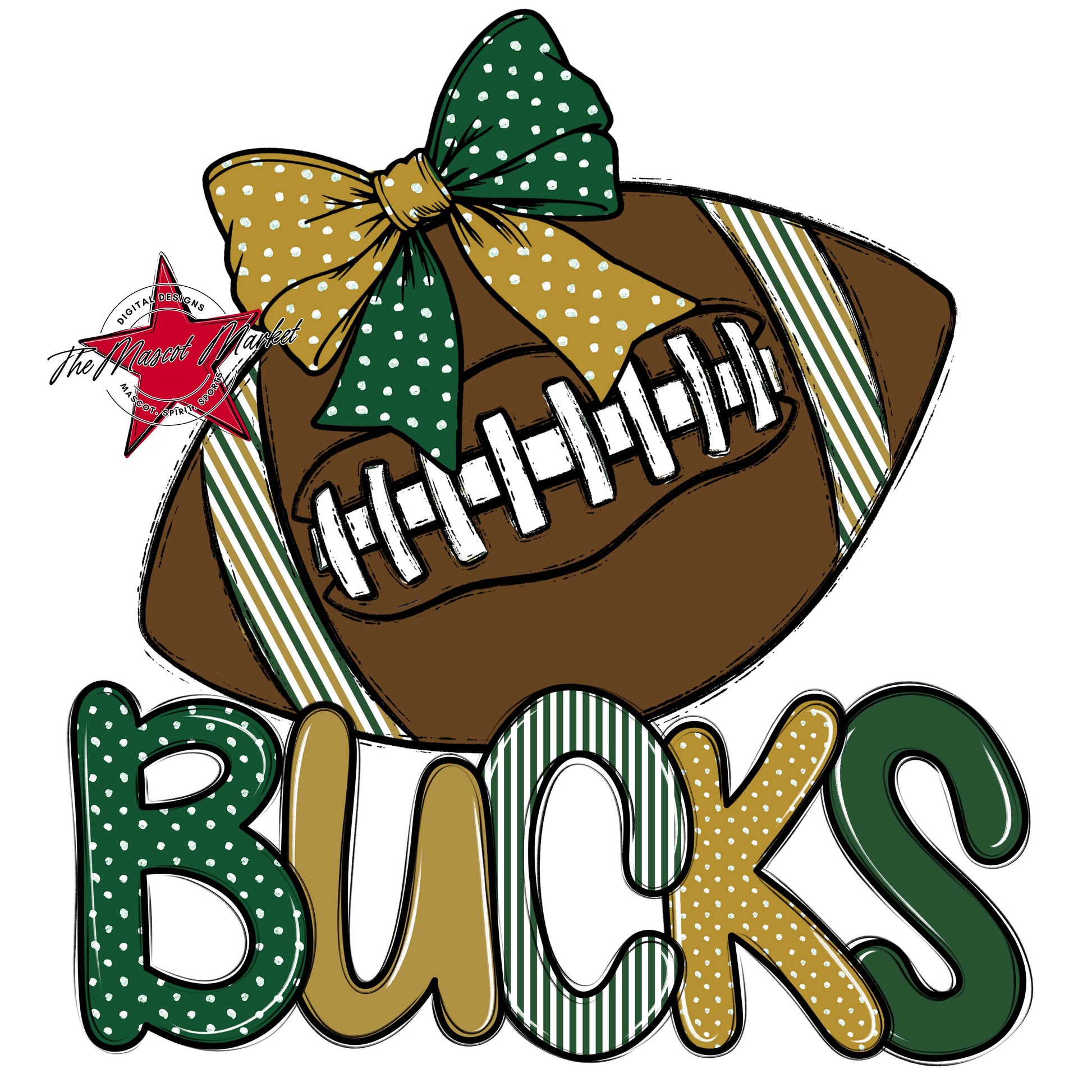 Bucks Football Spirit Design-Green & Gold