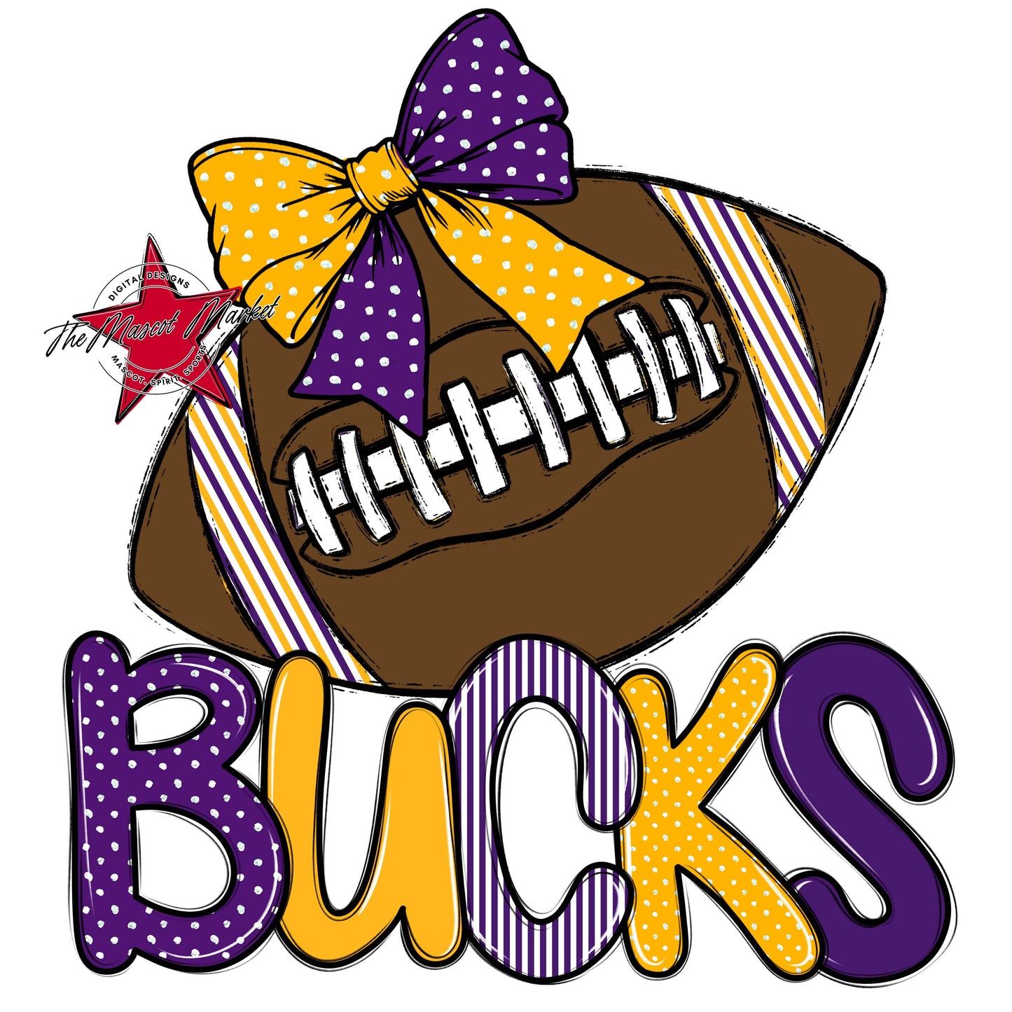 Bucks Football Spirit Design-Purple & Yellow