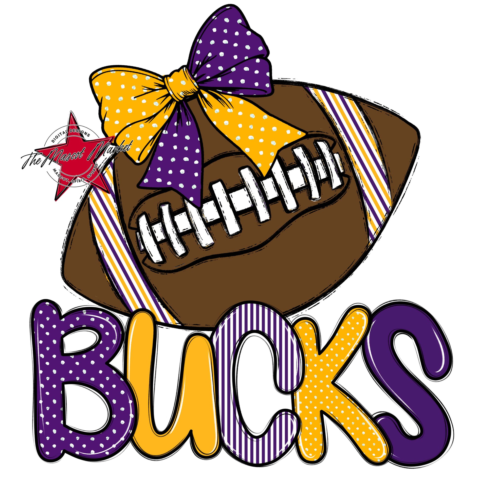 Bucks Football Spirit Design-Purple & Yellow