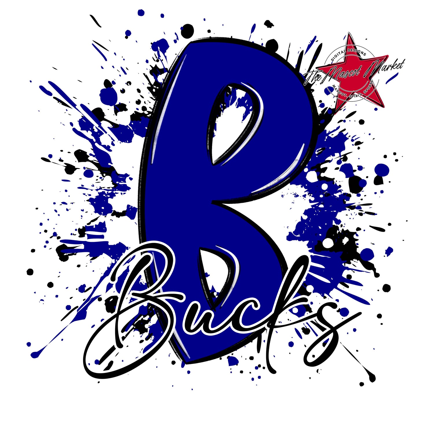 Bucks Mascot Splatter-Blue