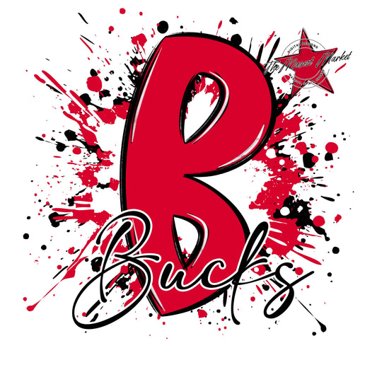 Bucks Mascot Splatter-Red