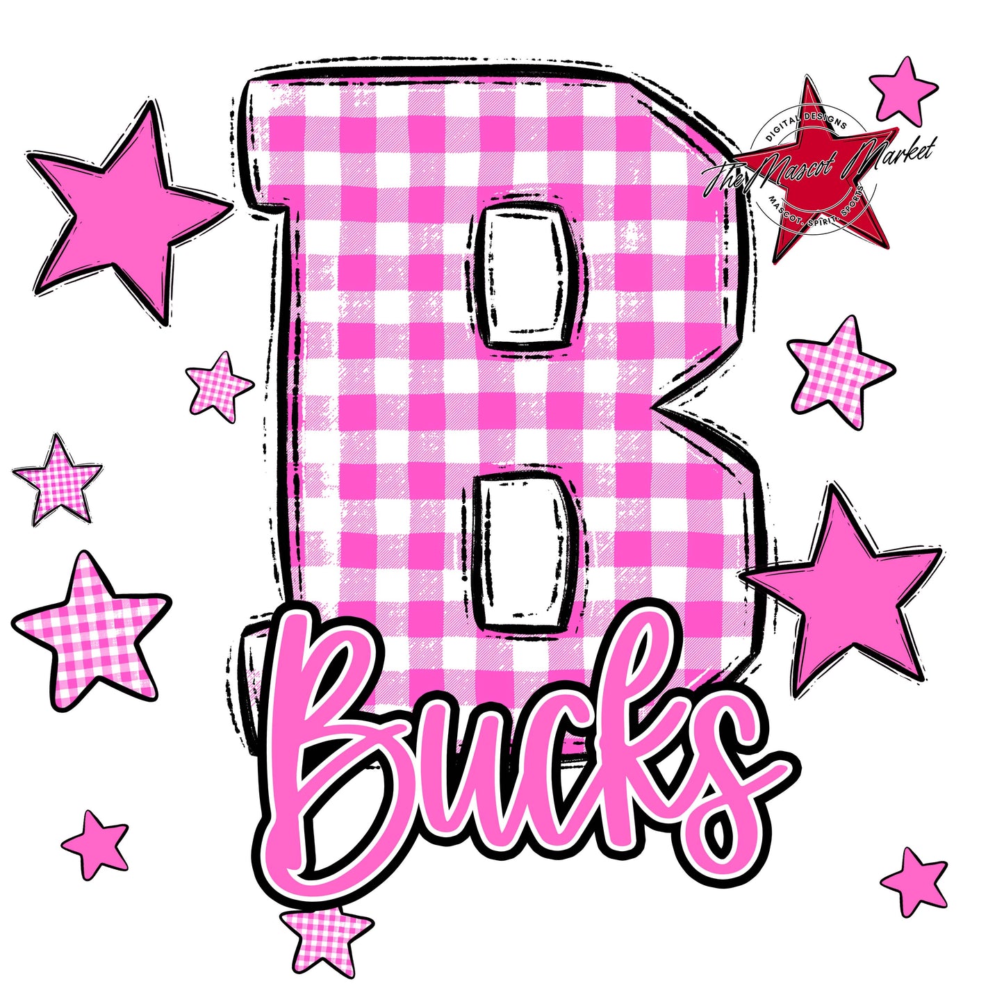Bucks Plaid Star Design-Baby Pink