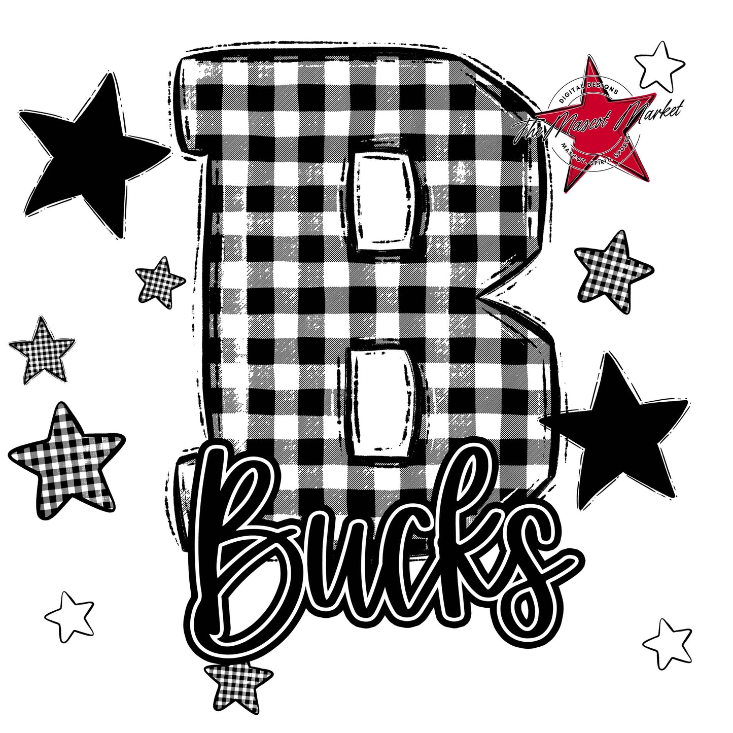 Bucks Plaid Star Design-Black