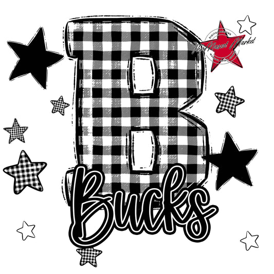 Bucks Plaid Star Design-Black