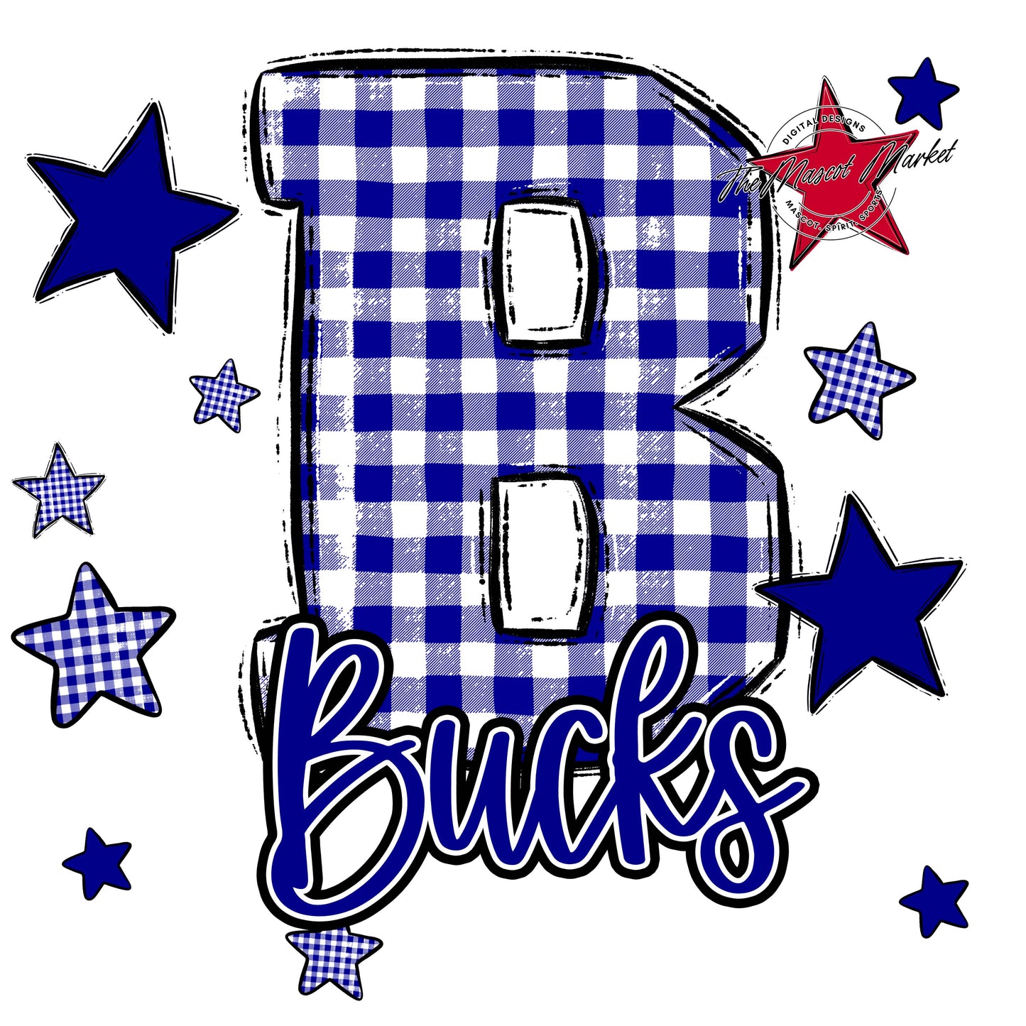 Bucks Plaid Star Design-Blue