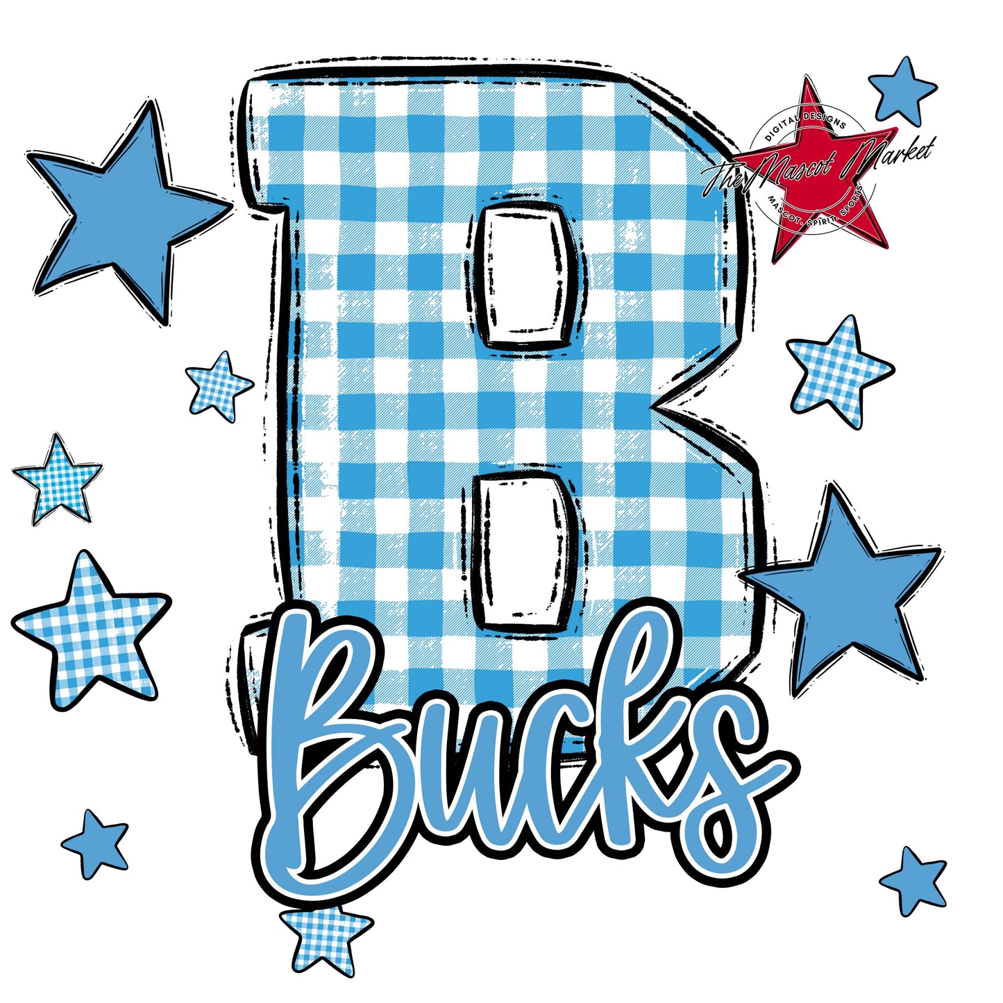Bucks Plaid Star Design-Carolina Blue