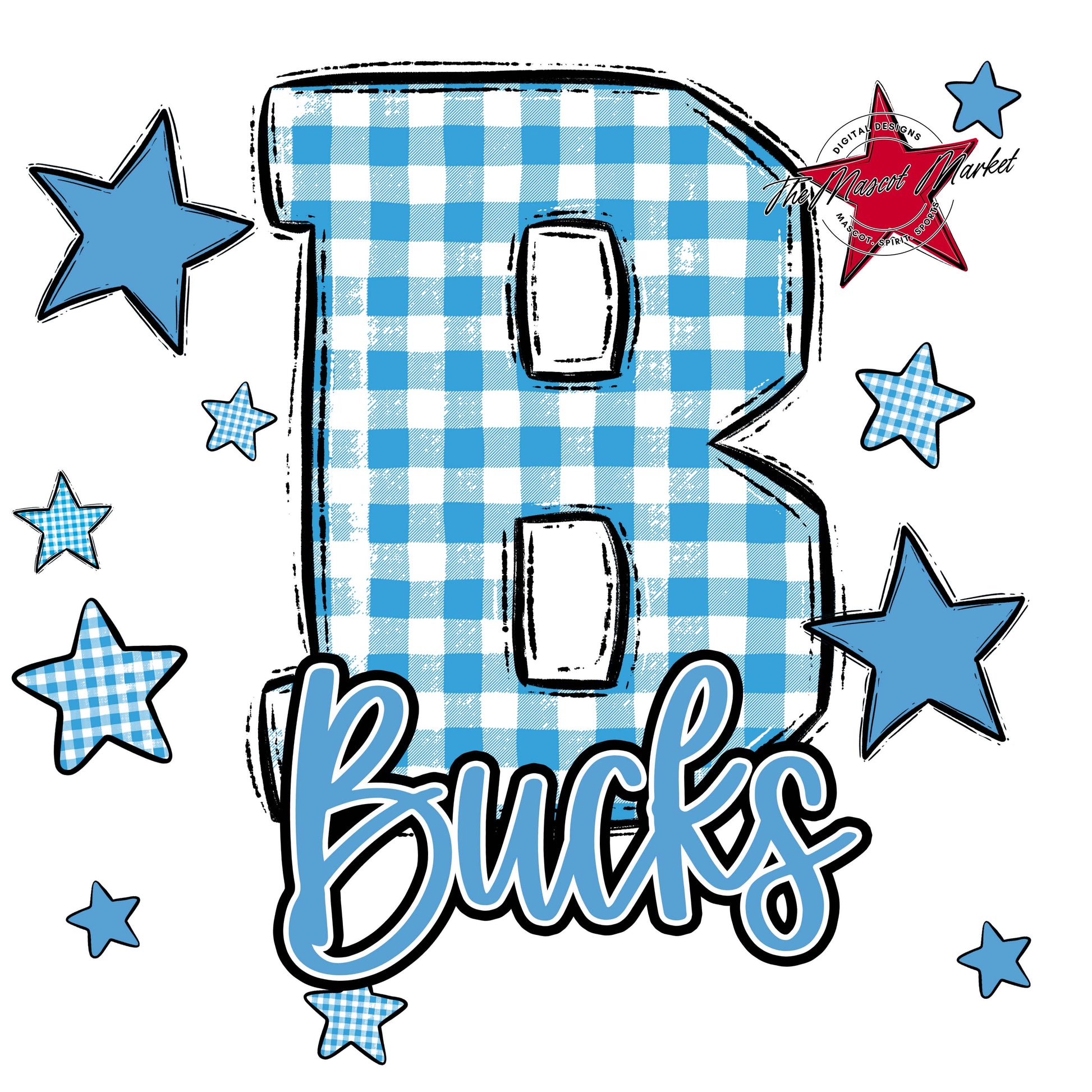 Bucks Plaid Star Design-Carolina Blue