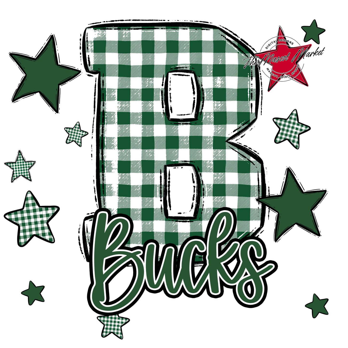 Bucks Plaid Star Design-Green