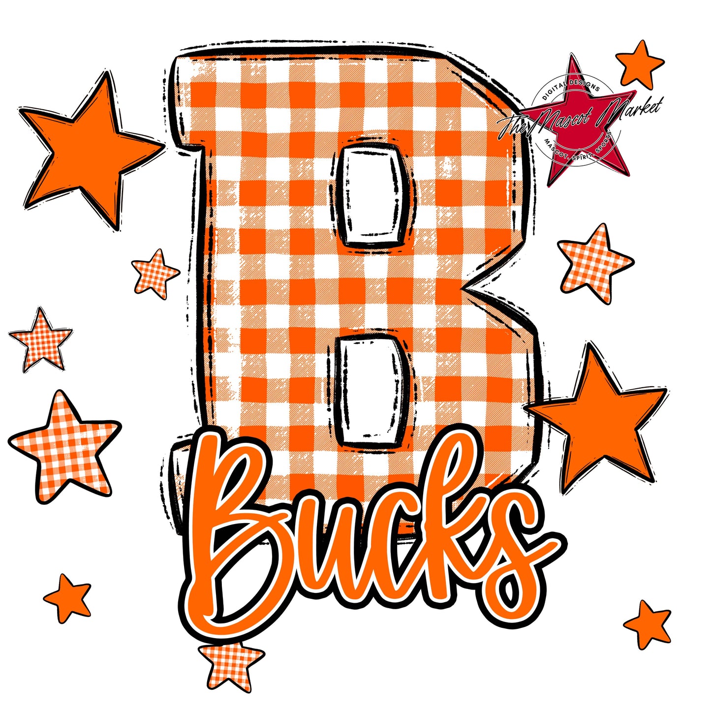 Bucks Plaid Star Design-Orange