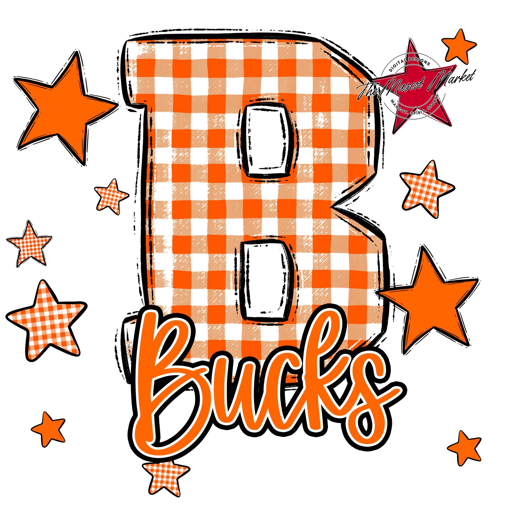 Bucks Plaid Star Design-Orange