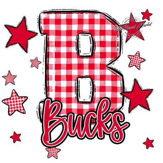 Bucks Plaid Star Design-Red