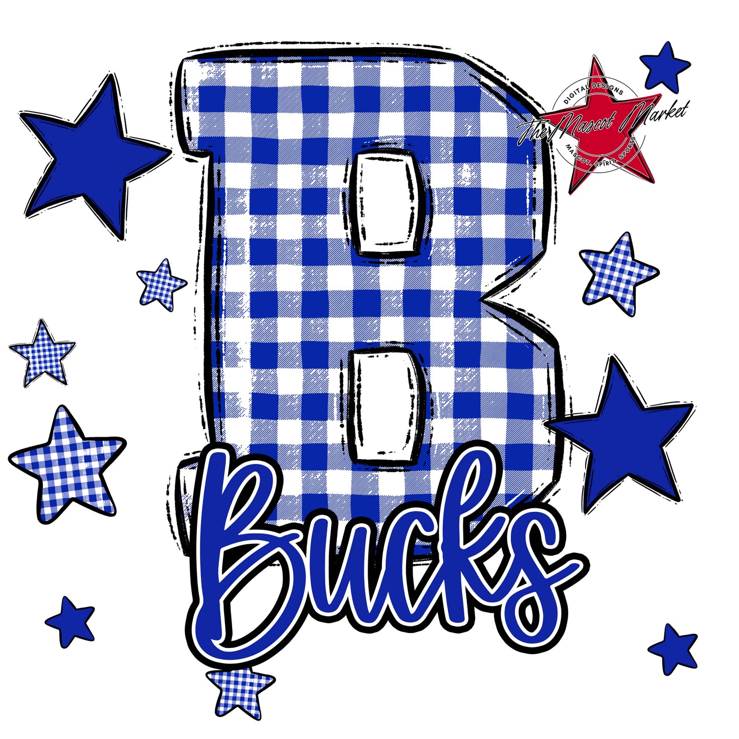Bucks Plaid Star Design-Royal Blue