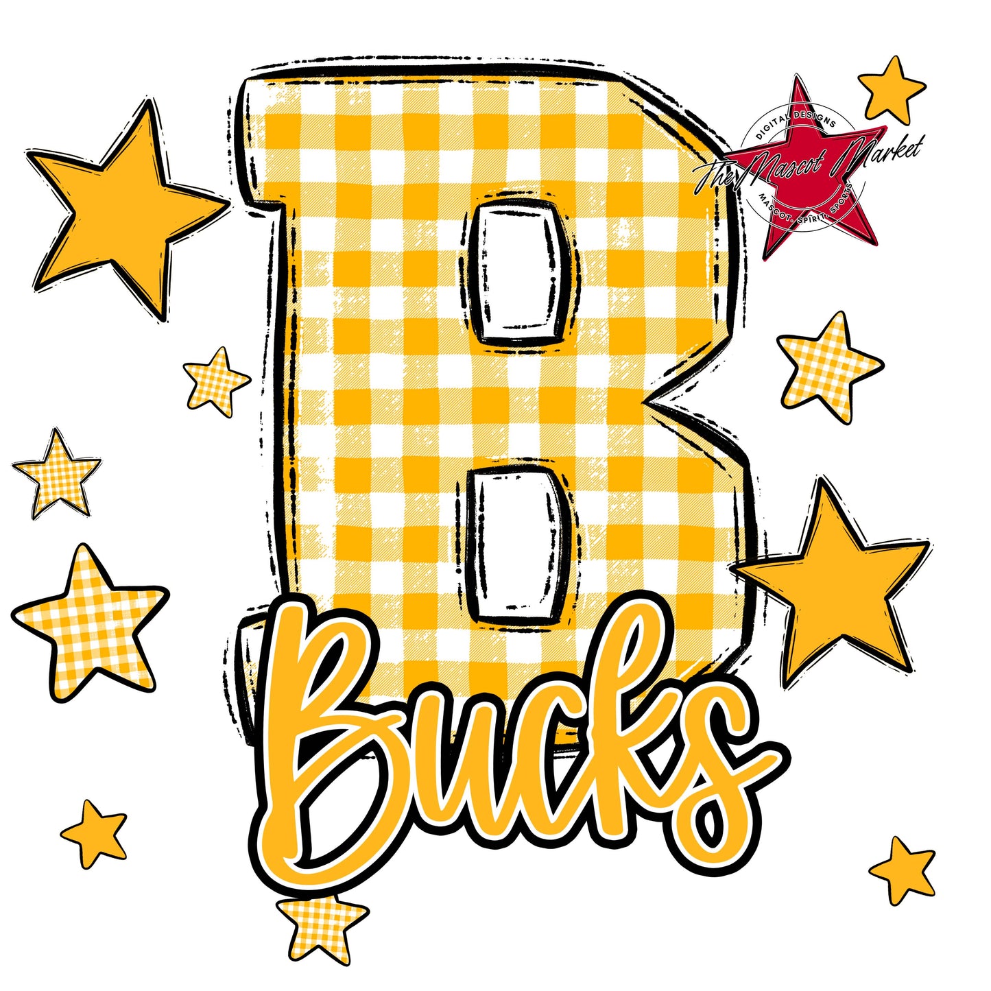 Bucks Plaid Star Design-Yellow