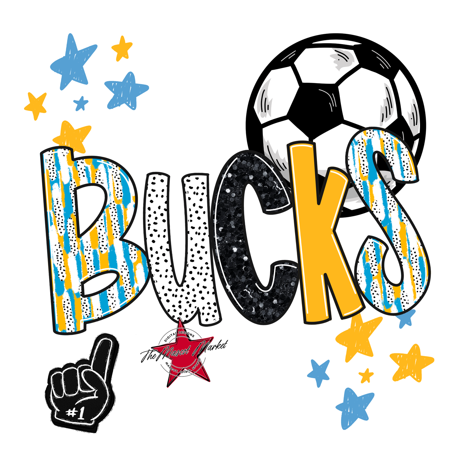 Bucks Soccer Scrape-Carolina Blue-Yellow