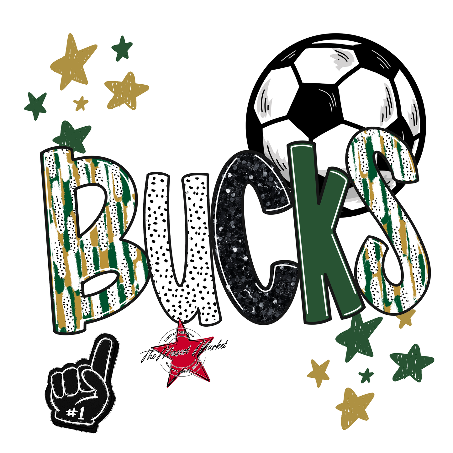 Bucks Soccer Scrape-Green-Gold