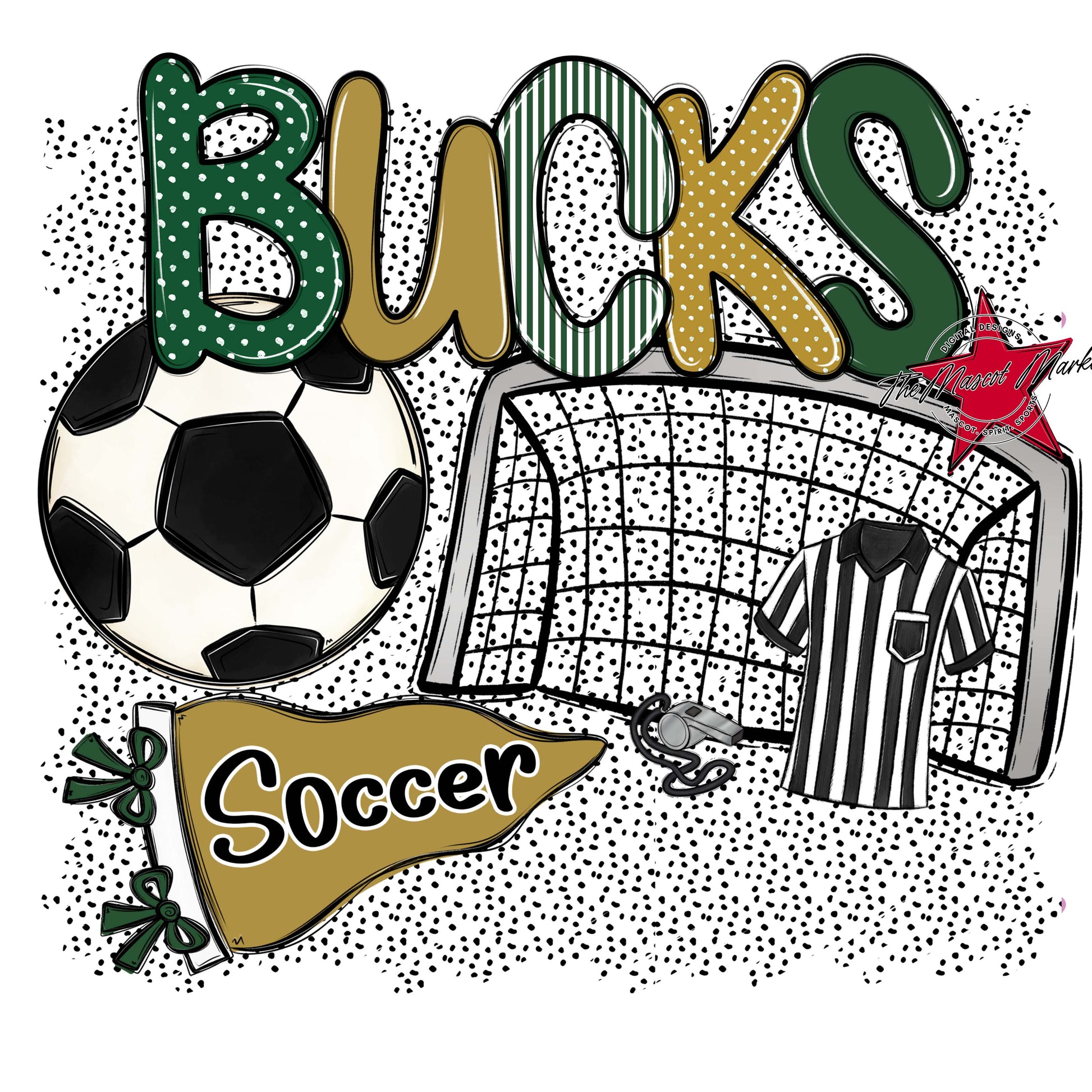 Bucks Soccer Spirit-Green & Gold