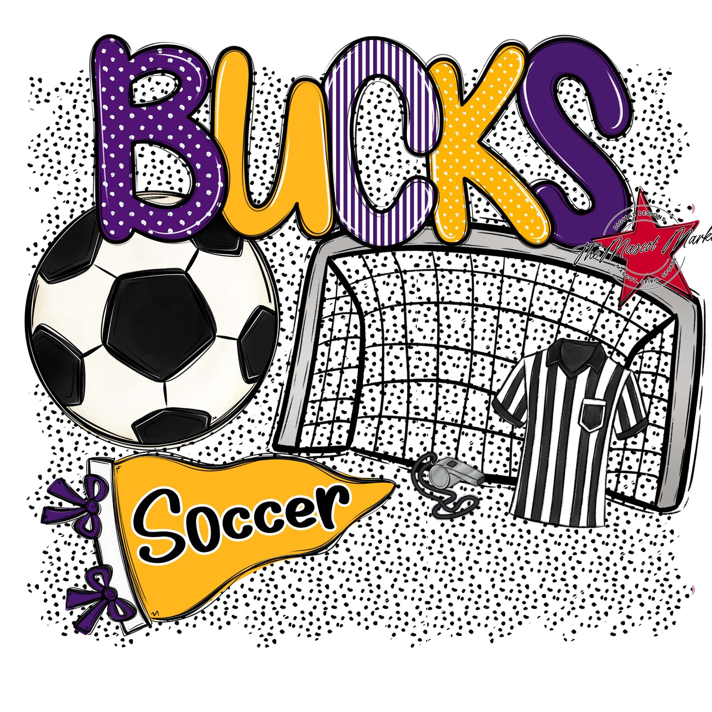 Bucks Soccer Spirit-Purple & Yellow