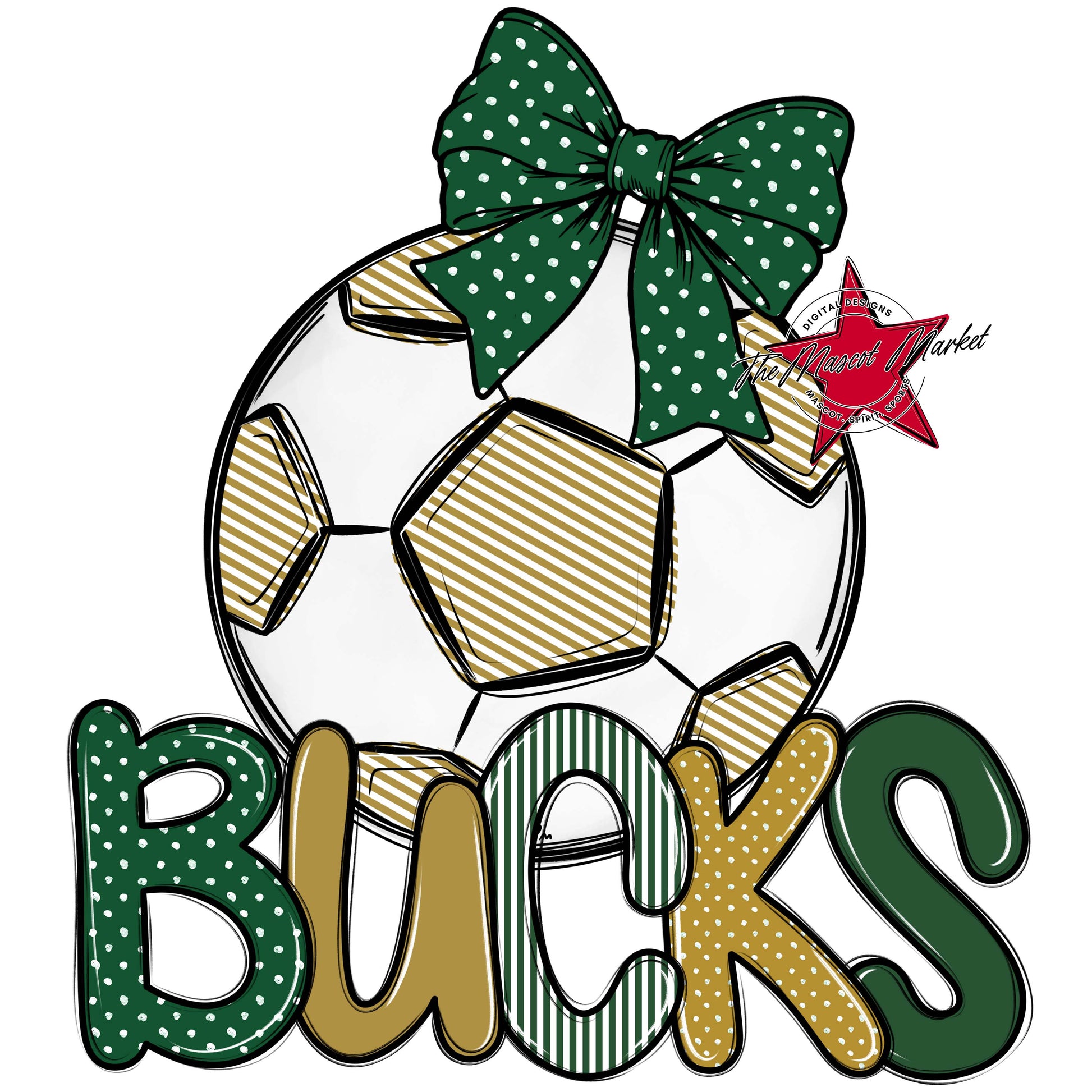 Bucks Soccer Spirit Design-Green & Gold
