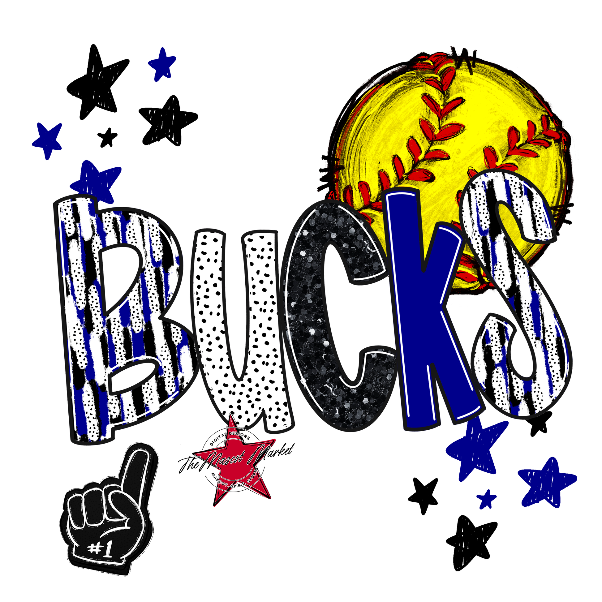 Bucks Softball Scrape-Blue