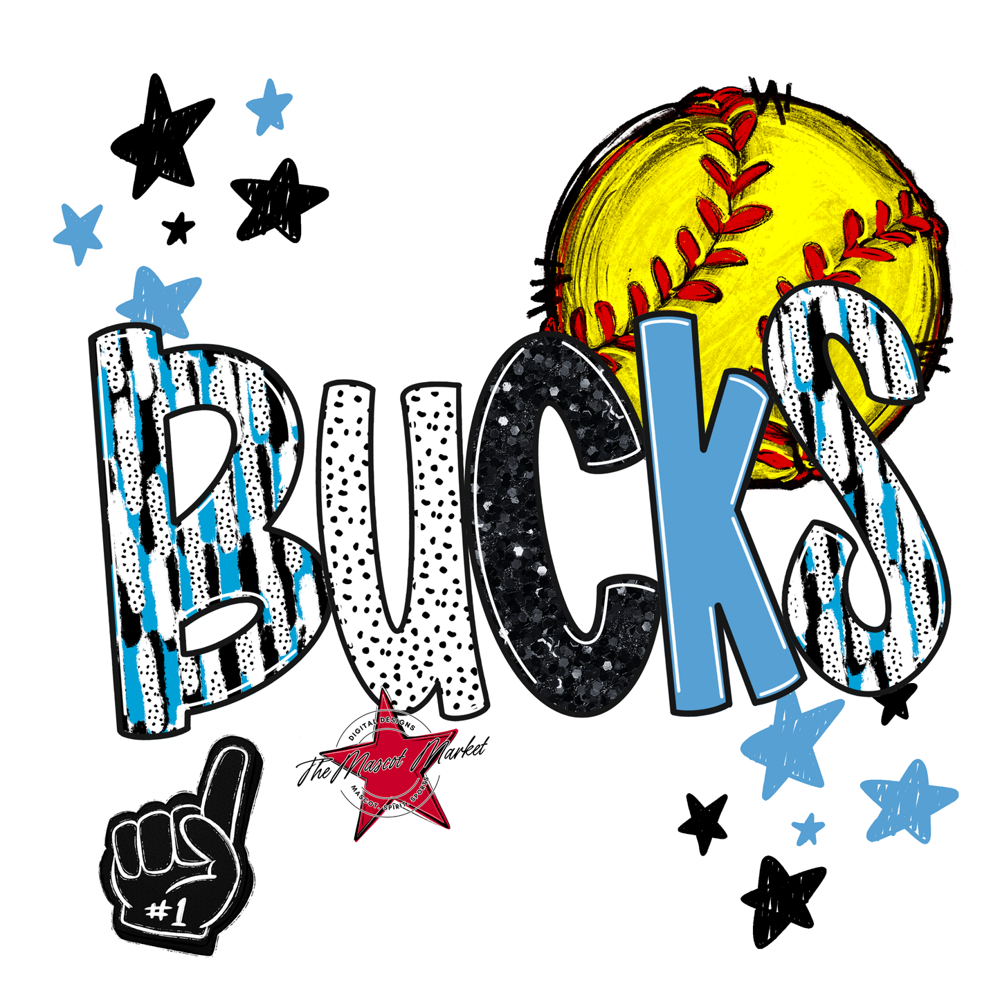 Bucks Softball Scrape-Carolina Blue