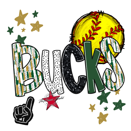 Bucks Softball Scrape-Green-Gold