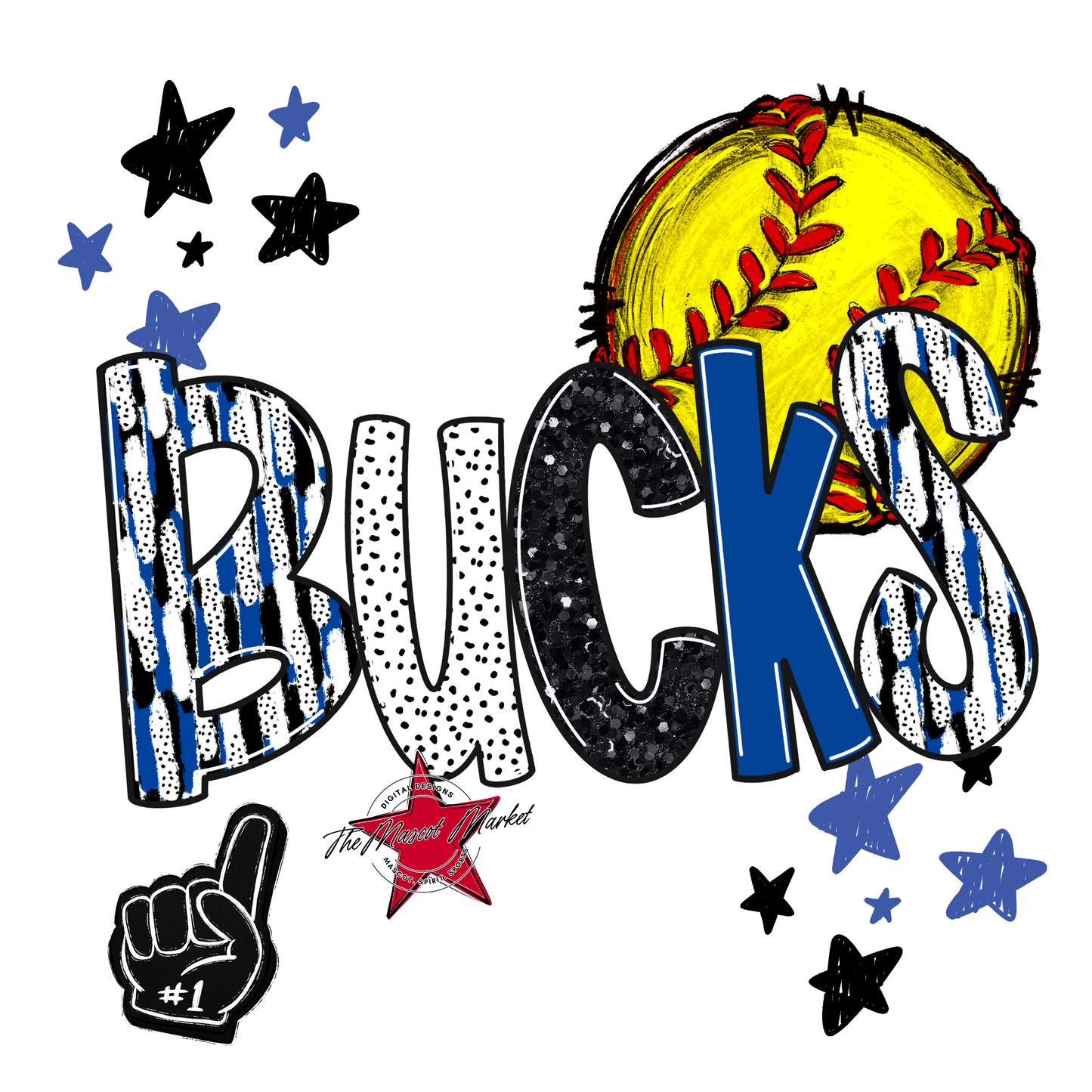 Bucks Softball Scrape-Off Blue