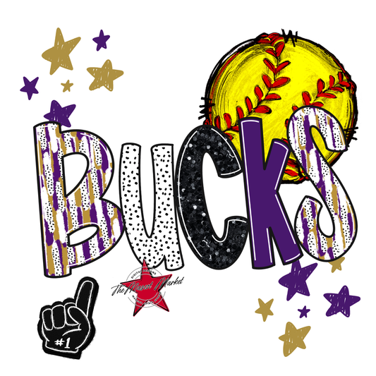 Bucks Softball Scrape-Purple-Gold