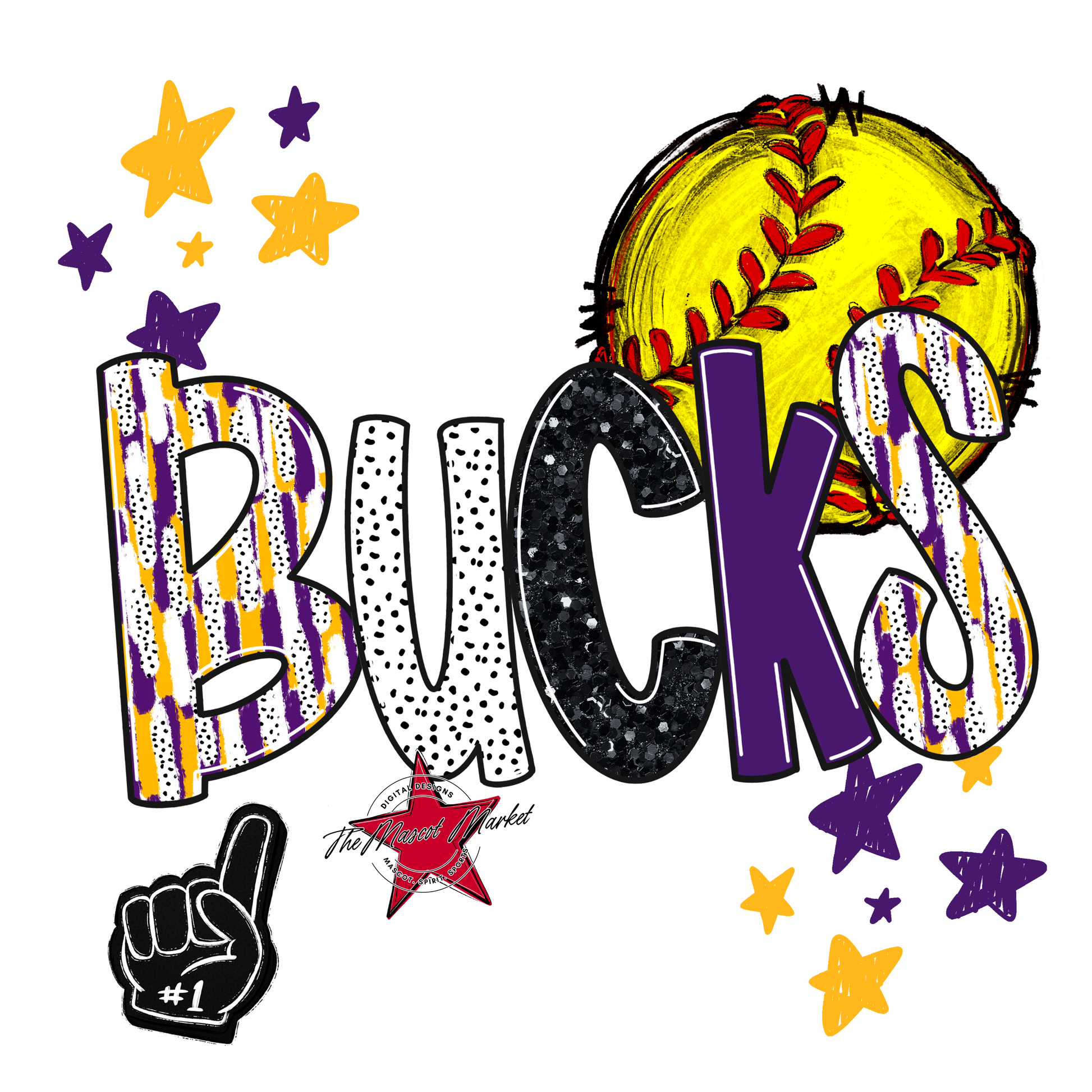 Bucks Softball Scrape-Purple-Yellow