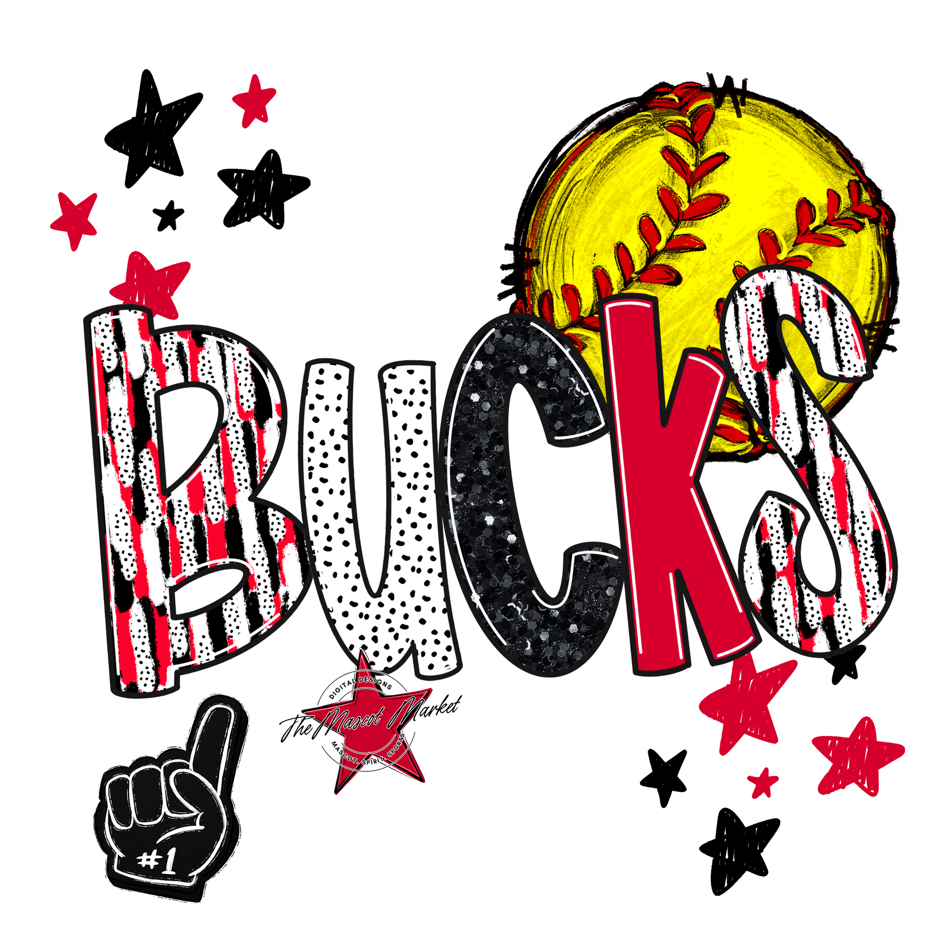 Bucks Softball Scrape-Red