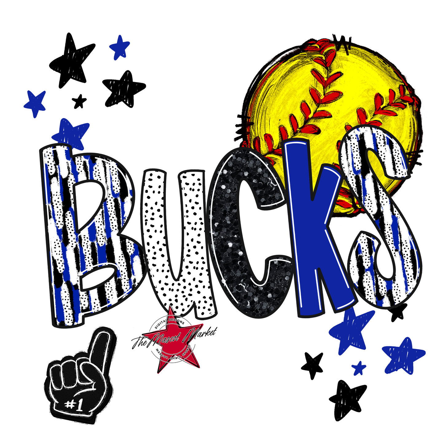 Bucks Softball Scrape-Royal Blue