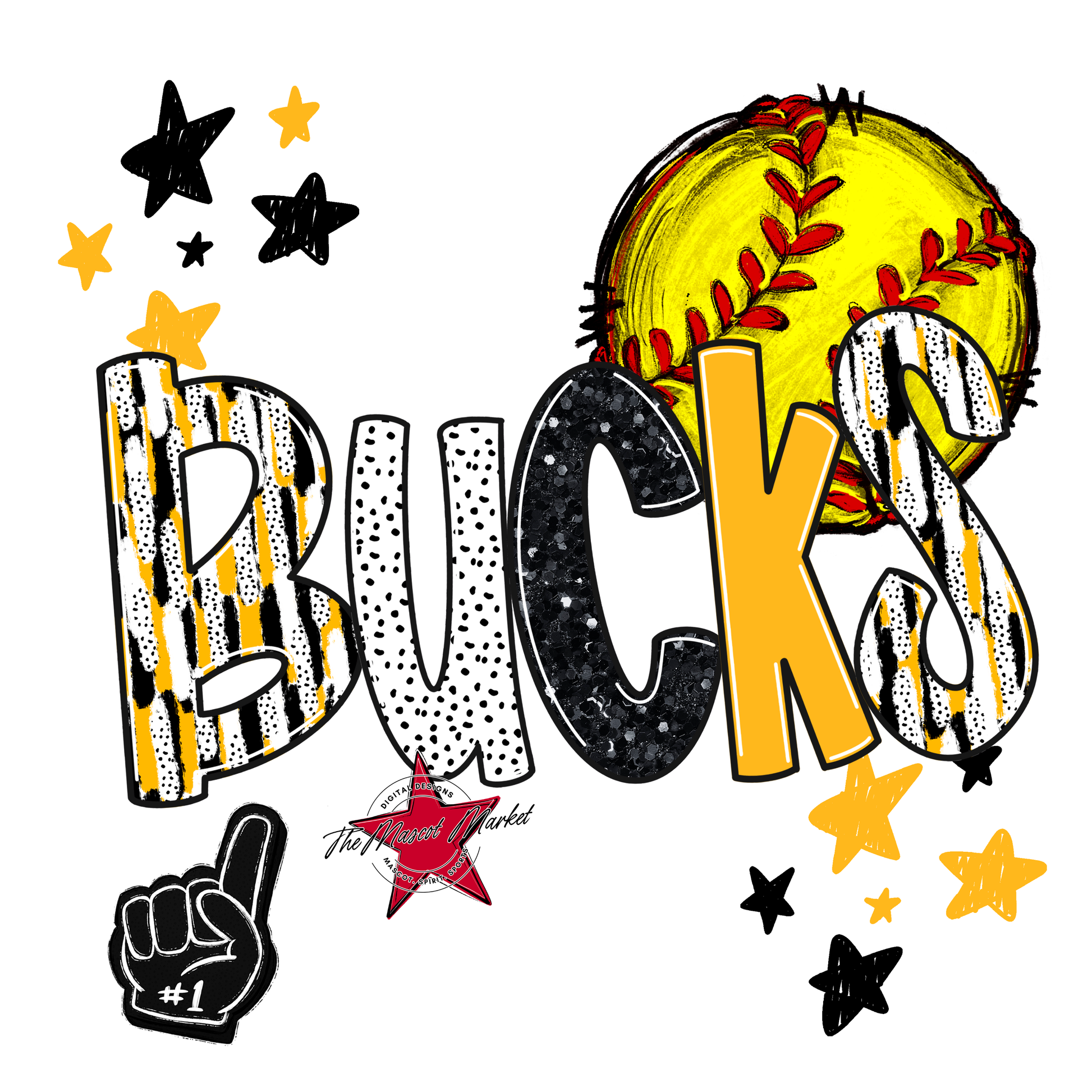 Bucks Softball Scrape-Yellow