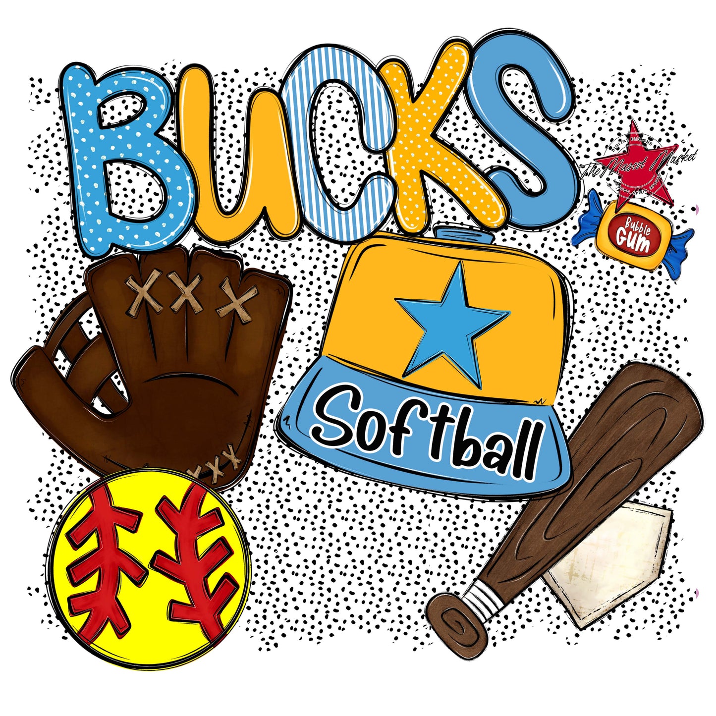 Bucks Softball Spirit-Carolina Blue & Yellow