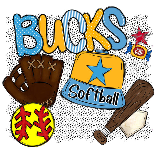 Bucks Softball Spirit-Carolina Blue & Yellow