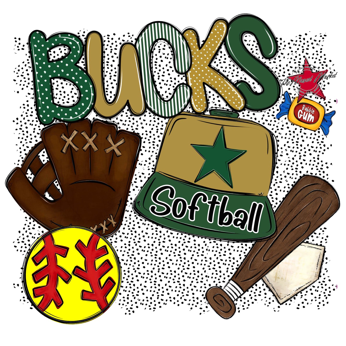 Bucks Softball Spirit-Green & Gold
