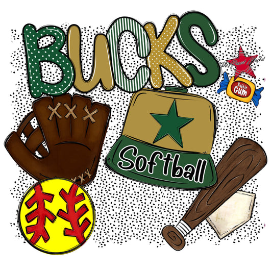 Bucks Softball Spirit-Green & Gold
