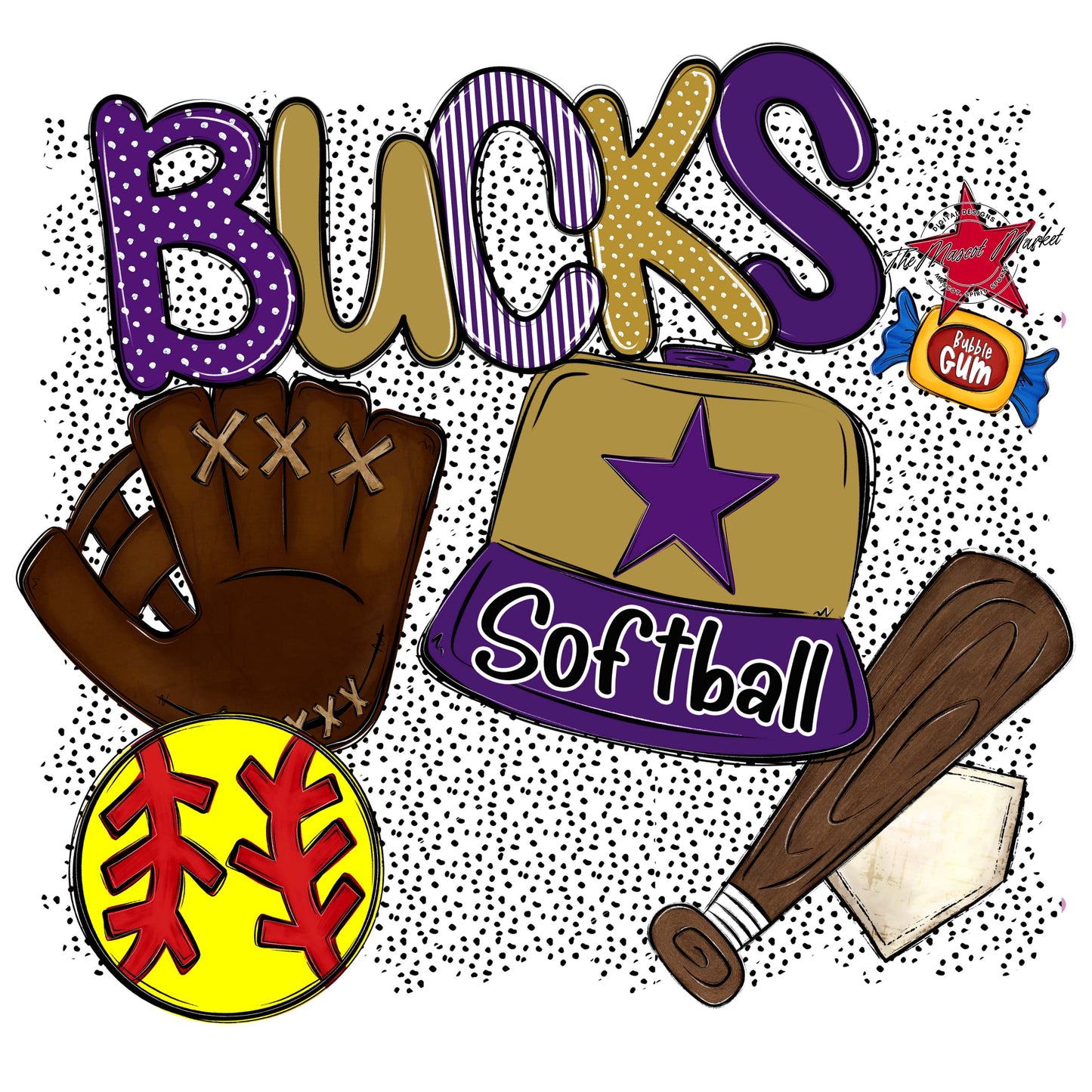 Bucks Softball Spirit-Purple & Gold